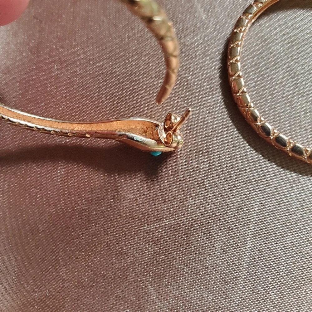 Sterling Rose Gold Plated Snake Hoop Earrings - Picture 5 of 7